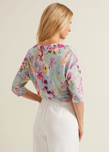 Phase Eight Flossie Floral Linen T Shirts Multicolor Canada | FCARTW-658